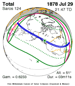 Solar Eclipse map 1878 - Week 30: July 23rd thru 29th