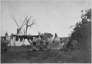 Arapaho camp - buffalo meat drying - Fort Dodge, KS - 1870 - Native American Tribes
